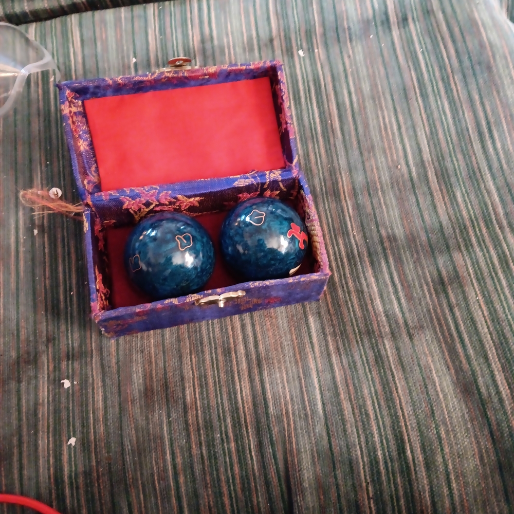 Charming Blue Baoding Balls with Box
